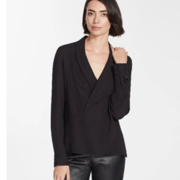 Lafayette 148 Carita Blouse Silk Black Size Small - Picture 1 of 7